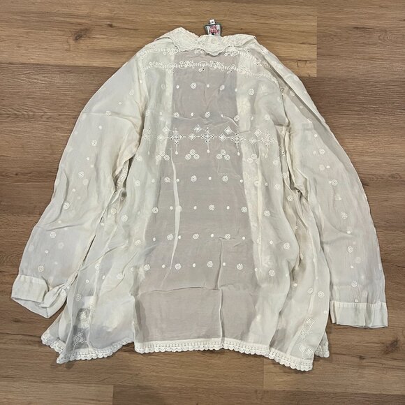 Johnny Was White Embroidered Cardigan Kimono Size Medium - Picture 7 of 7